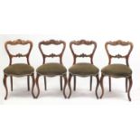 Set of four Victorian rosewood occasional chairs with serpentine fronts and stuff over seats, 85cm
