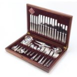 Eight place mahogany canteen of silver plated cutlery, 46.5cm wide