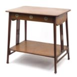 Leonard Wyburd for Liberty & Co, mahogany table with undertier inset with stylised pewter