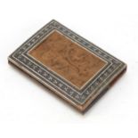 Anglo Indian Vizagapatam card case with silver mounts, Birmingham 1894, 9.5cm wide