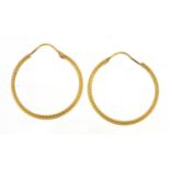 Pair of 9ct gold hoop earrings, 3cm in diameter, 2.2g