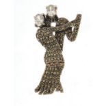 Silver marcasite brooch in the form of a dancing couple, 5cm high, 11.5g