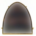 Arts & Crafts Gothic style brass mirror with bevelled plate, 43.5cm high x 41cm wide