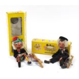 Two boxed vintage Pelham puppets