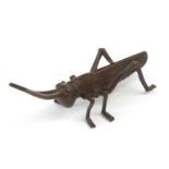 Japanese patinated bronze locust, 11.5cm in length