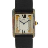 Cartier Vermile, ladies silver Tank quartz wristwatch, the case numbered 107719 580005, 23.2mm wide