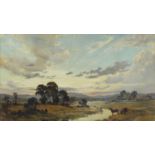 William Ongley Miller 1943 - Sunset and rising mist on the Cheshire plain, oil on board, details