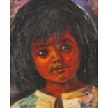 Portrait of a young girl, oil on board, framed, 29.5cm x 24cm excluding the frame