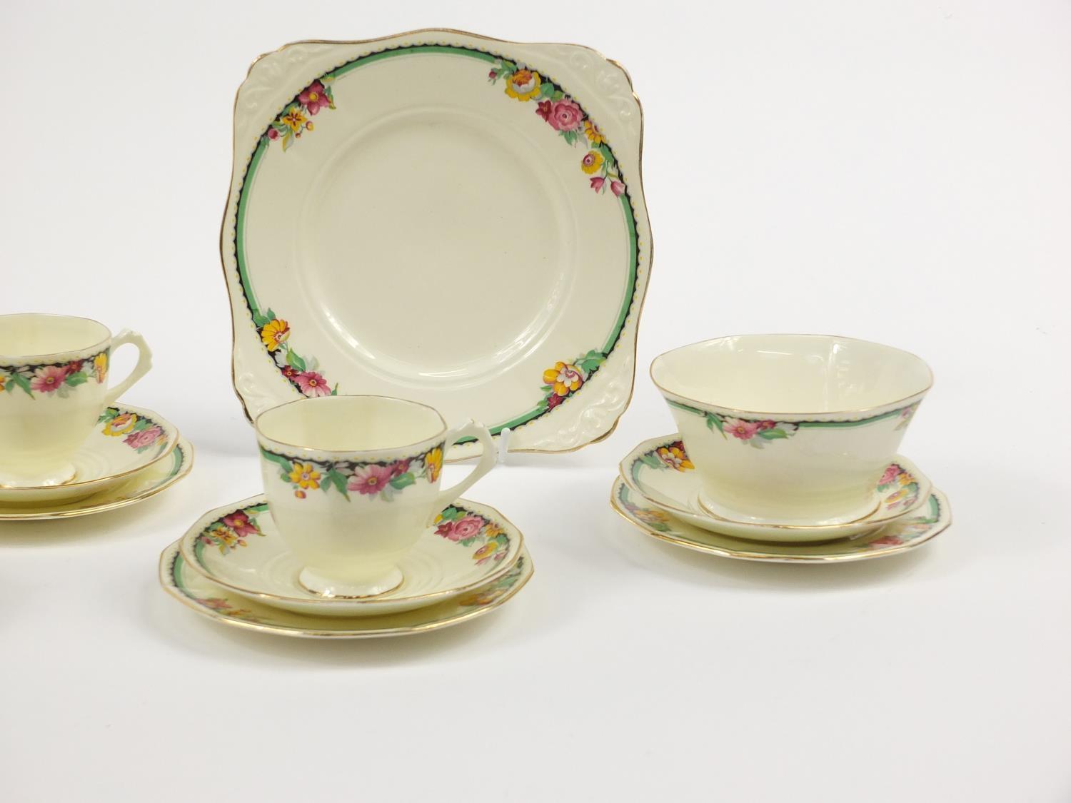 Tuscan teaware decorated with flowers including trios, each cup 7cm high - Image 4 of 25