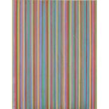 Manner of Bridget Riley - Abstract composition, colourful lines, gouache, mounted, framed and