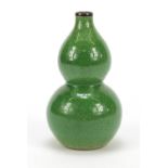 Chinese stoneware double gourd vase having a green crackle glaze, 14.5cm high