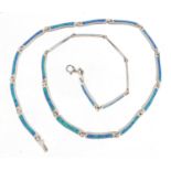 Silver and opal necklace, 40cm in length, 16.8g