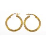 Pair of 18ct gold hoop earrings, 2.5cm in diameter, 3.8g