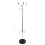 Floor standing chrome hat and coat stand, 178cm high