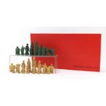 Mandarin ivory chess set with box, the largest pieces each 10cm high