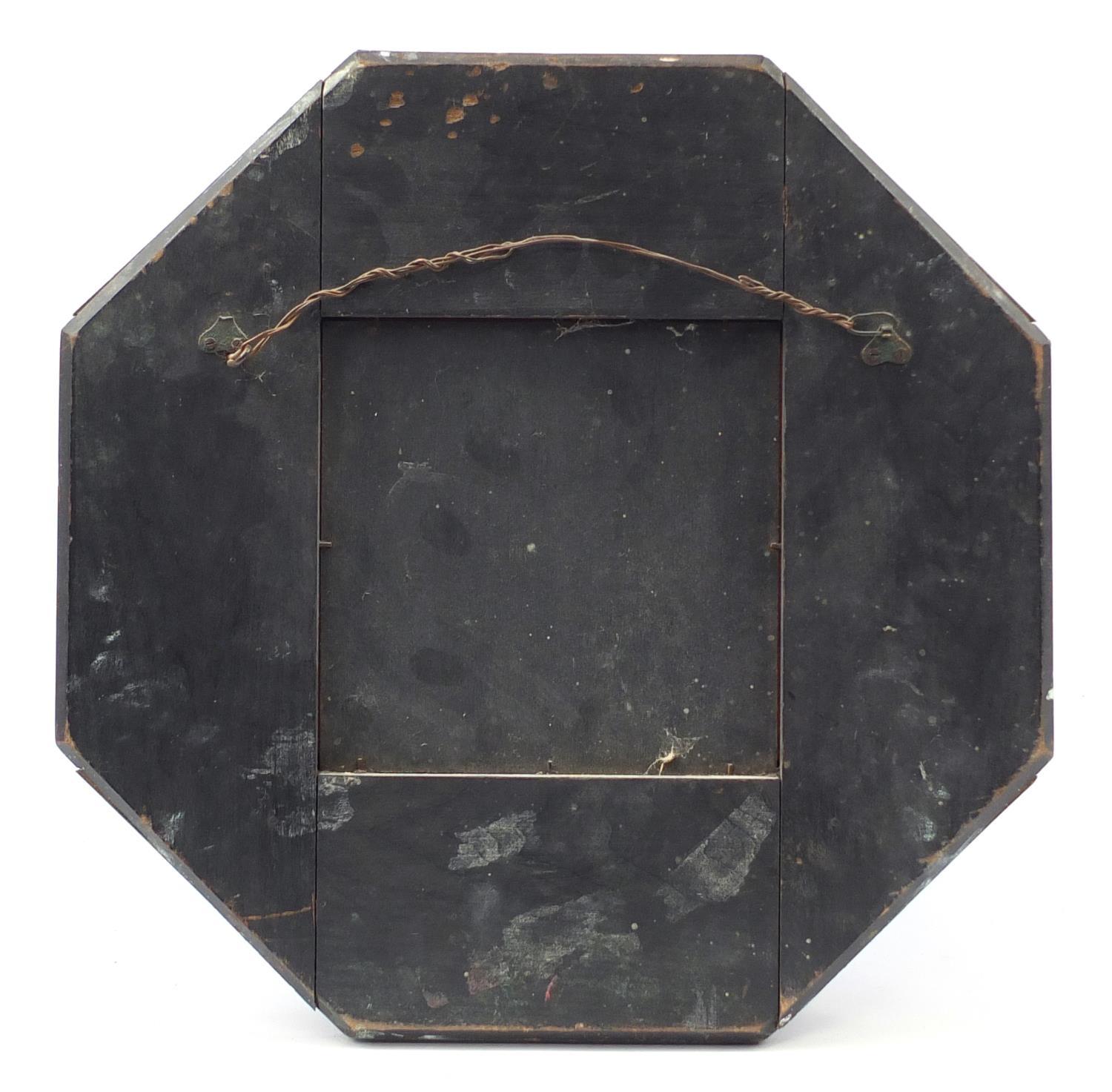 Keswick School of Industrial Arts, Arts & Crafts octagonal brass mirror embossed with stylised - Image 3 of 3