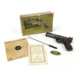 Vintage Webley Senior air pistol with box, 20.5cm in length