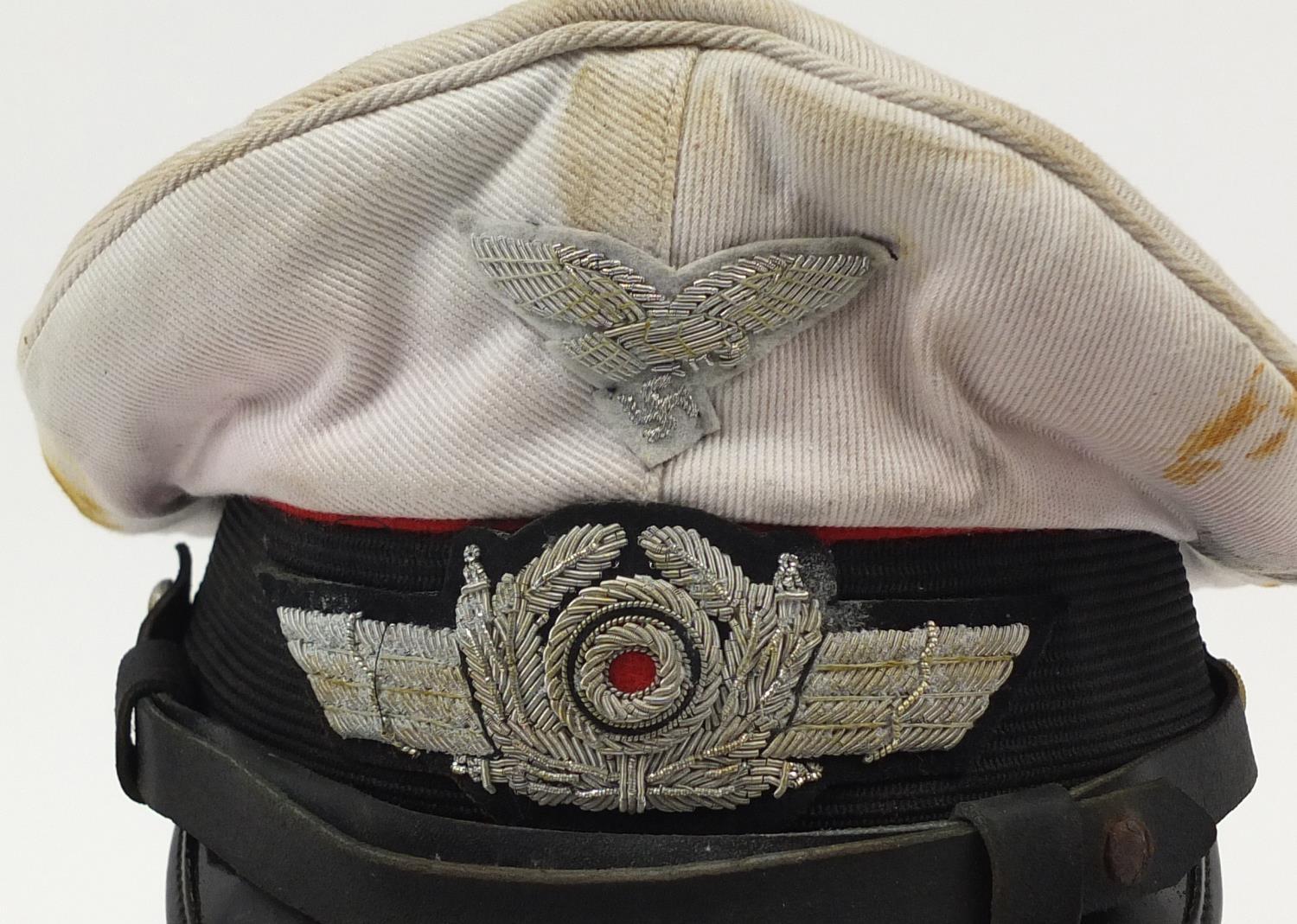 German military interest Luftwaffe visor cap with badges - Image 3 of 9