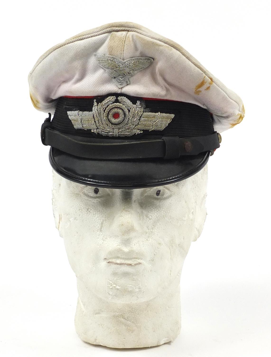 German military interest Luftwaffe visor cap with badges - Image 2 of 9