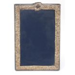 Carrs, Victorian style rectangular silver easel photo frame embossed with flowers, foliage and blank