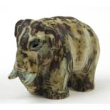Knud Kyhn for Royal Copenhagen, Danish stoneware elephant having a mottled glaze, numbered 20186,