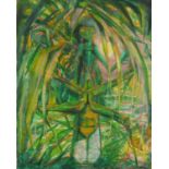 Jonathan Adams 1983 - Abstract composition, oil on canvas, stamp verso, framed, 76.5cm x 61cm