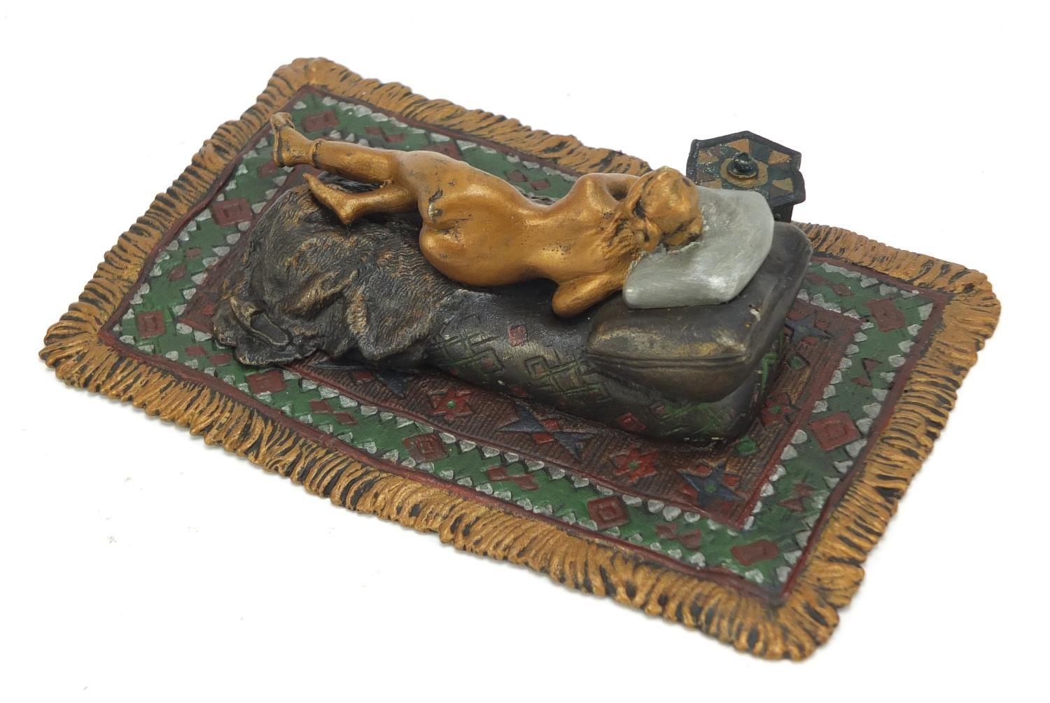 Cold painted bronze figure of a sleeping female with lift off cover in the style of Franz Xaver - Image 8 of 10