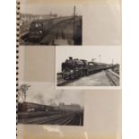 Railway interest black and white photographs arranged in an album