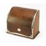 Arts & Crafts silver mounted leather letter box, retailed by Albert Barker Ltd of New Bond Street