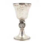 Omar Ramsden, George VIII Gothic silver goblet with planished decoration, London 1936, 12.2cm