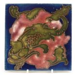 Carter & Co, early Poole Pottery nautical tile hand painted with a fish, impressed Carter & Co Poole