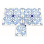 Delft type eight tile panel, each tile 20cm x 20cm