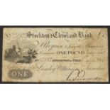 19th century Stockton & Cleveland Bank one pound note, no 2882, dated 1814