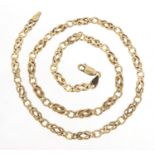 9ct gold stylised link necklace, 44cm in length, 10.5g