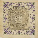 19th century Suffragette interest souvenir napkin, Votes for Women Official Programme of the Great