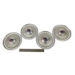 Set of four 14inch vintage Ford Zephyr Zodiac hubcaps and a painted brass Coventry Climax Engines