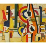 Manner of Fernand Leger - Abstract composition, geometric shapes, French school oil on board,