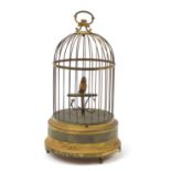 UKA, early 20th century German clockwork automaton birdcage, 30.5cm high