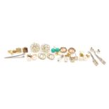 Selection of earrings including some 9ct gold and silver