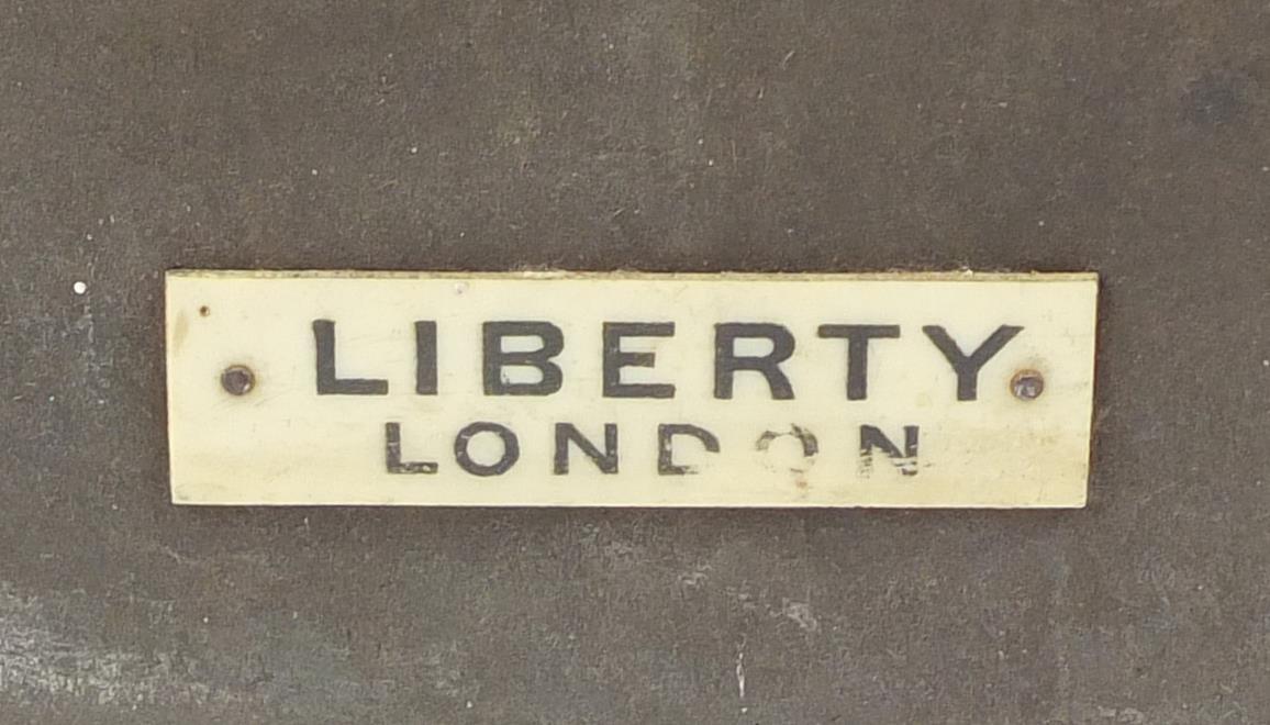 Liberty & Co, Arts & Crafts planished brass and copper mirror with embossed roundels, Liberty London - Image 4 of 5