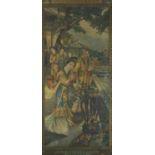 Chinese scene with Geisha girls, vintage lithographic poster with calligraphy, framed and glazed,