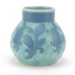 Josef Ekberg for Gustavsberg, Swedish blue scraffito vase decorated with stylised flowers, dated