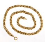 French gold multi link necklace, (tests as 18ct gold) impressed eagle's head mark, 40cm in length,