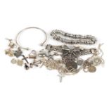 Silver and white metal jewellery including necklaces, bracelets, earrings and pendants, 143.2g