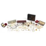Vintage and later costume jewellery including micro mosaic brooches, simulated pearls, rings and