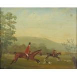 N Patterson - On the scent, hunting scene, oil on board, mount and framed, 19.5cm x 16cm excluding