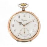 Longines, gentlemen's silver open face pocket watch, the movement numbered 3426855, 50mm in diameter