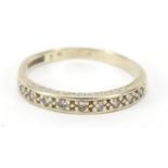 9ct gold diamond half eternity ring, size O, 2.0g