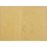 Manner of Gustav Klimt - Abstract composition, portrait of two nude figures, ink on paper,