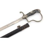 German military interest NCO sword with scabbard by E Pack & Sohne, 107cm in length